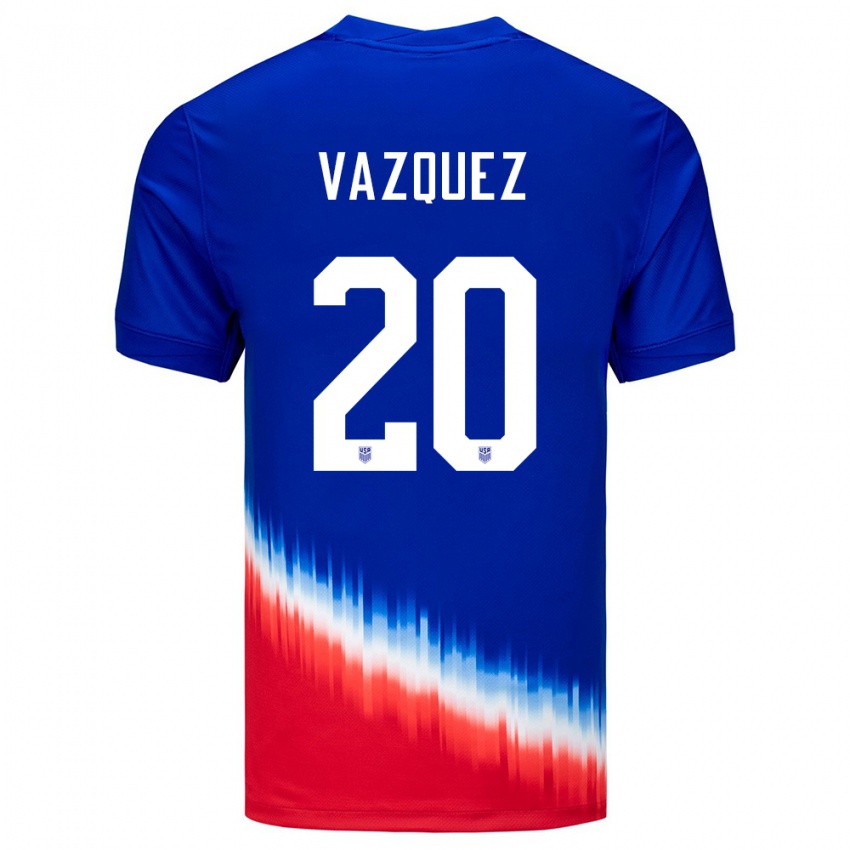 Heren Verenigde Staten David Vazquez #20 Blauw Uitshirt Uittenue 24-26 T-Shirt