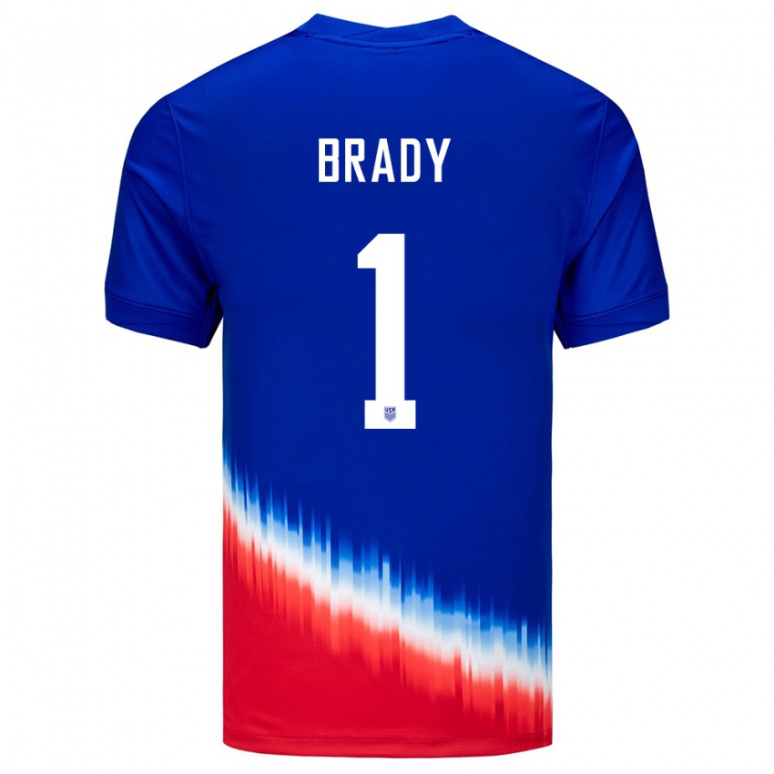 Heren Verenigde Staten Chris Brady #1 Blauw Uitshirt Uittenue 24-26 T-Shirt