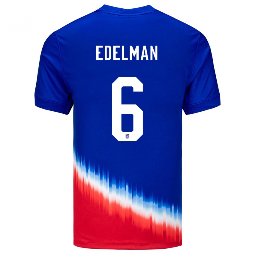 Heren Verenigde Staten Daniel Edelman #6 Blauw Uitshirt Uittenue 24-26 T-Shirt