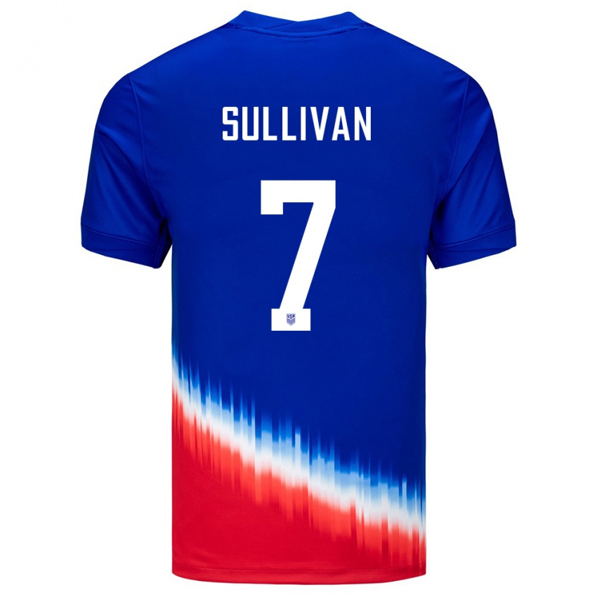 Heren Verenigde Staten Quinn Sullivan #7 Blauw Uitshirt Uittenue 24-26 T-Shirt