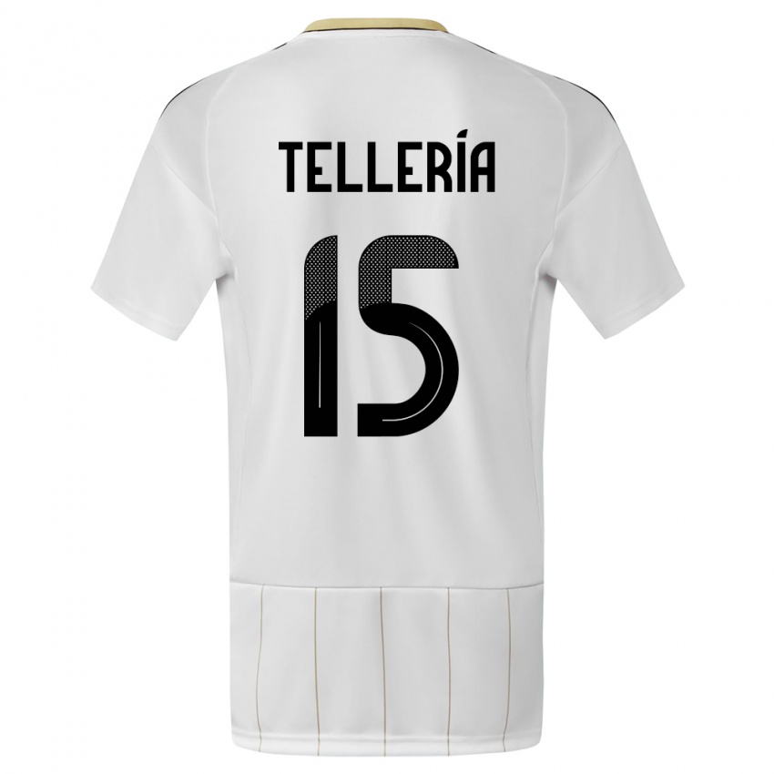 Heren Costa Rica Jostin Telleria #15 Wit Uitshirt Uittenue 24-26 T-Shirt