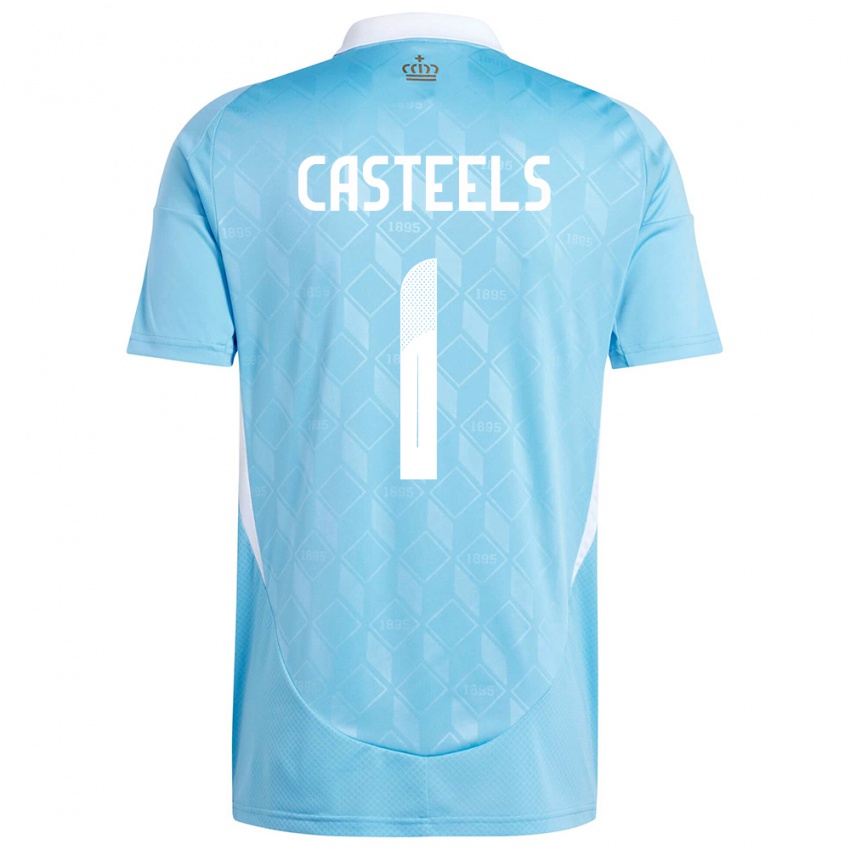 Heren België Koen Casteels #1 Blauw Uitshirt Uittenue 24-26 T-Shirt