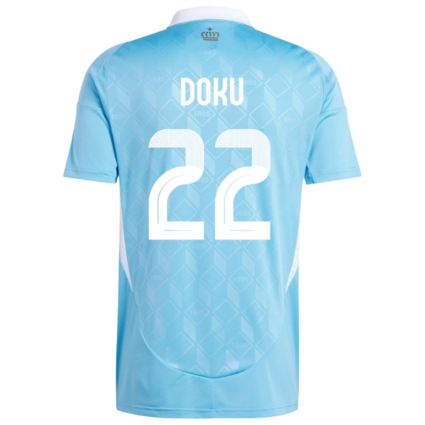 Heren België Jeremy Doku #22 Blauw Uitshirt Uittenue 24-26 T-Shirt