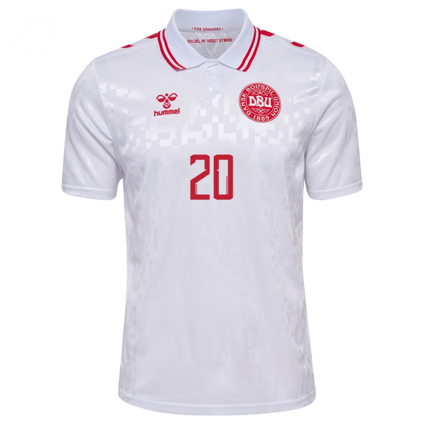 Heren Denemarken Caroline Moller #20 Wit Uitshirt Uittenue 24-26 T-Shirt