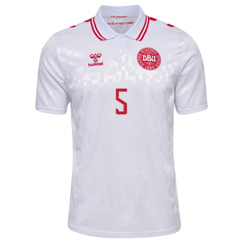 Heren Denemarken Simone Boye Sorensen #5 Wit Uitshirt Uittenue 24-26 T-Shirt