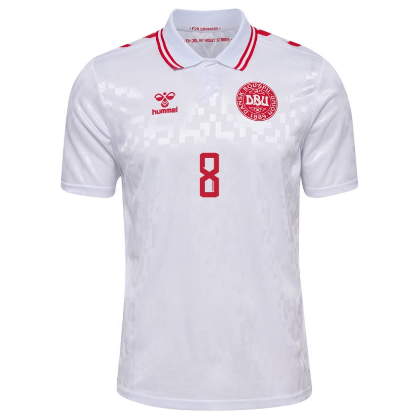 Heren Denemarken Thomas Delaney #8 Wit Uitshirt Uittenue 24-26 T-Shirt