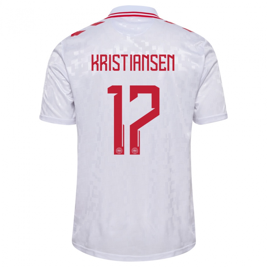 Heren Denemarken Victor Kristiansen #17 Wit Uitshirt Uittenue 24-26 T-Shirt