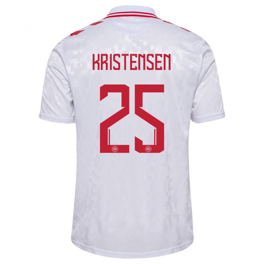 Heren Denemarken Rasmus Kristensen #25 Wit Uitshirt Uittenue 24-26 T-Shirt