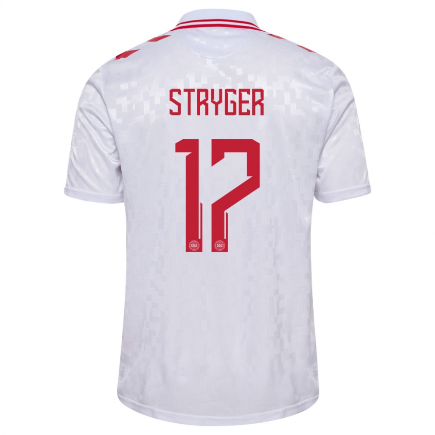 Heren Denemarken Jens Stryger Larsen #17 Wit Uitshirt Uittenue 24-26 T-Shirt