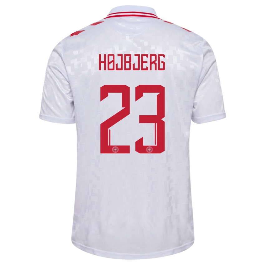 Heren Denemarken Pierre Emile Hojbjerg #23 Wit Uitshirt Uittenue 24-26 T-Shirt