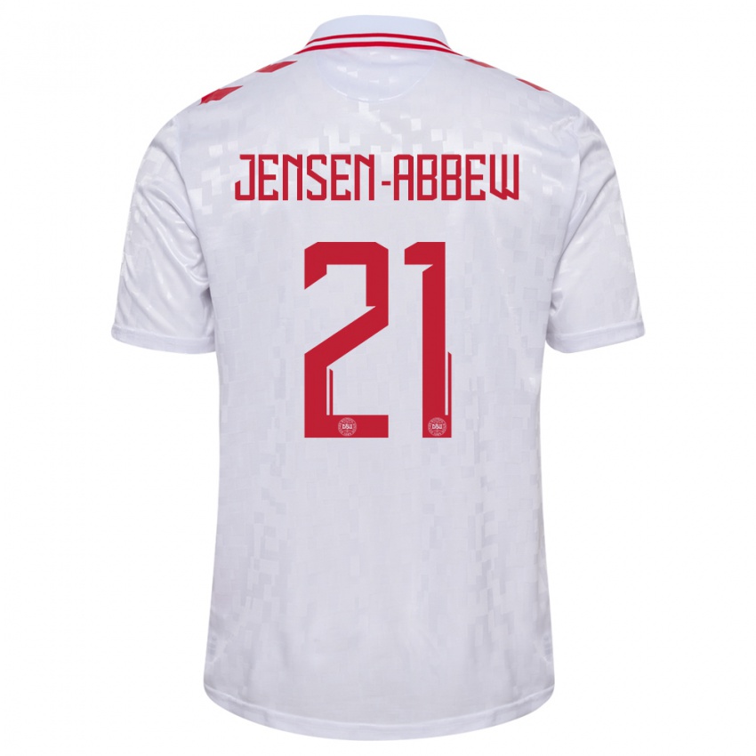 Heren Denemarken Jonas Jensen-Abbew #21 Wit Uitshirt Uittenue 24-26 T-Shirt