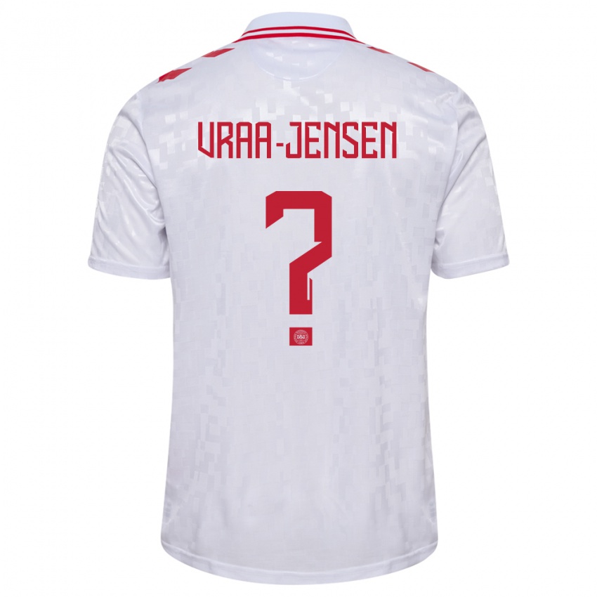 Heren Denemarken Ludwig Vraa-Jensen #0 Wit Uitshirt Uittenue 24-26 T-Shirt