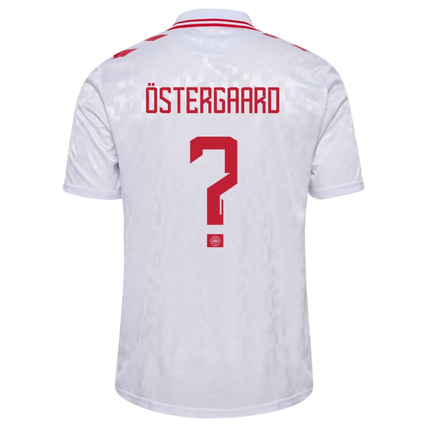 Heren Denemarken Christian Östergaard #0 Wit Uitshirt Uittenue 24-26 T-Shirt