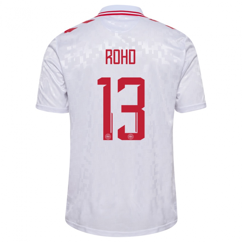 Heren Denemarken Emil Rohd #13 Wit Uitshirt Uittenue 24-26 T-Shirt