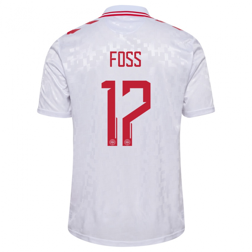 Heren Denemarken Jonathan Foss #17 Wit Uitshirt Uittenue 24-26 T-Shirt