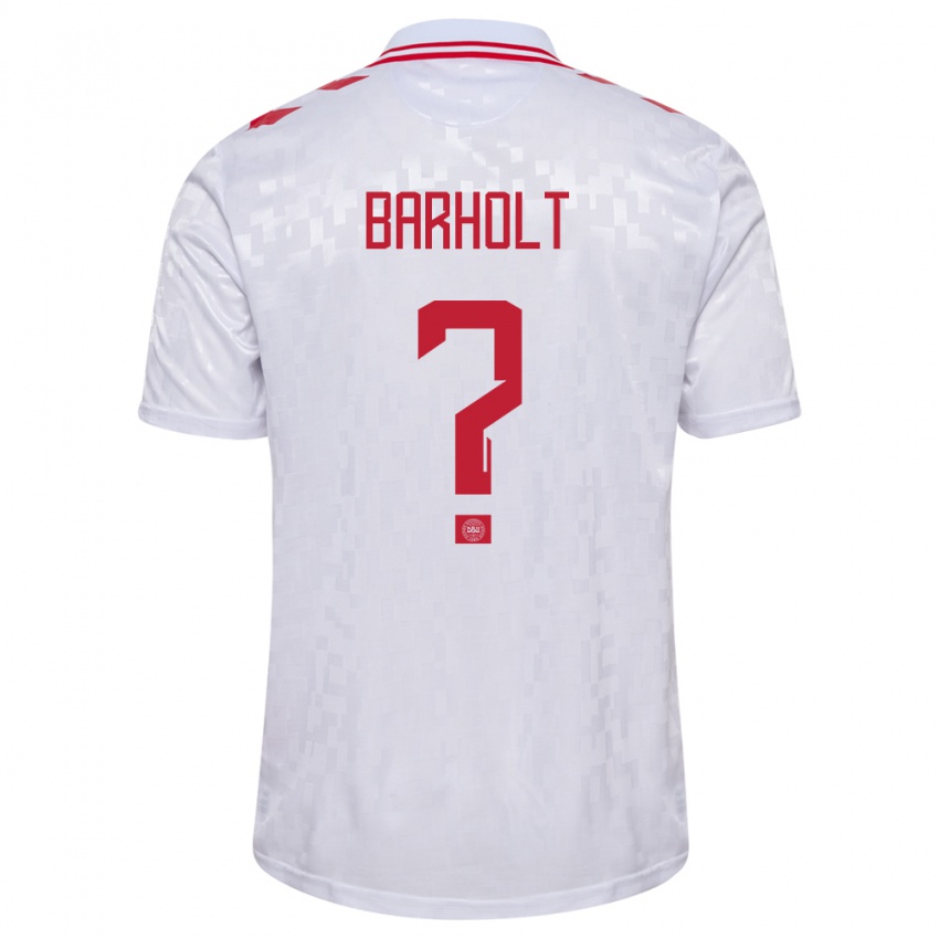 Heren Denemarken Noah Barholt #0 Wit Uitshirt Uittenue 24-26 T-Shirt