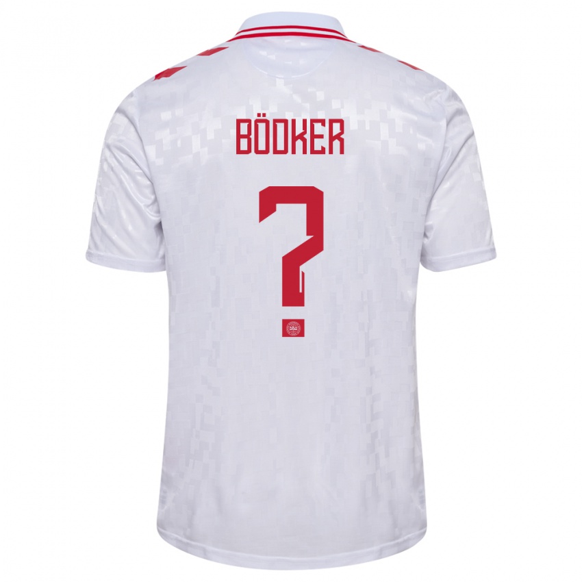 Heren Denemarken Oliver Bödker #0 Wit Uitshirt Uittenue 24-26 T-Shirt