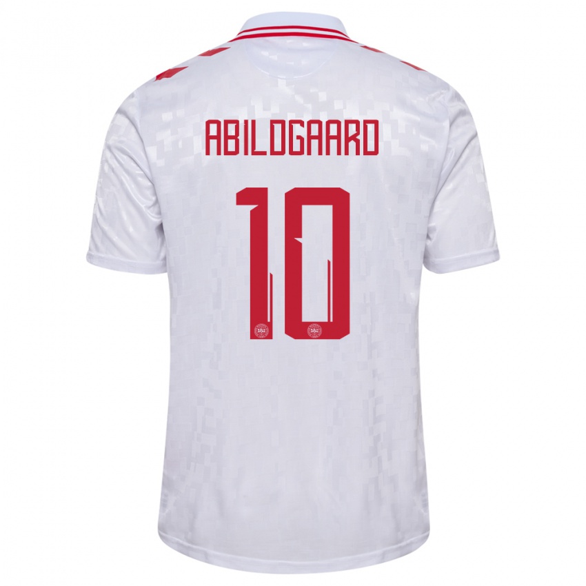 Heren Denemarken Lasse Abildgaard #10 Wit Uitshirt Uittenue 24-26 T-Shirt