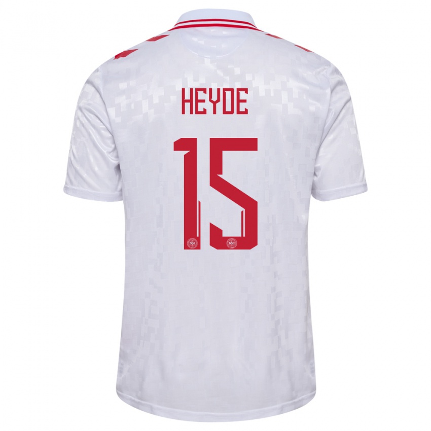 Heren Denemarken Malte Heyde #15 Wit Uitshirt Uittenue 24-26 T-Shirt