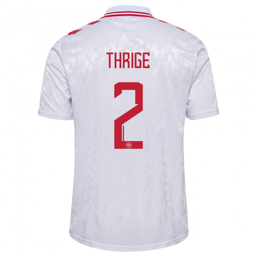 Heren Denemarken Sara Thrige #2 Wit Uitshirt Uittenue 24-26 T-Shirt