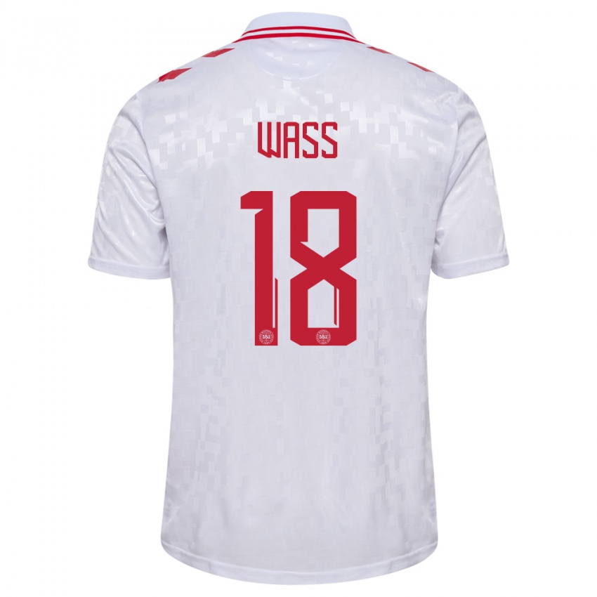 Heren Denemarken Daniel Wass #18 Wit Uitshirt Uittenue 24-26 T-Shirt