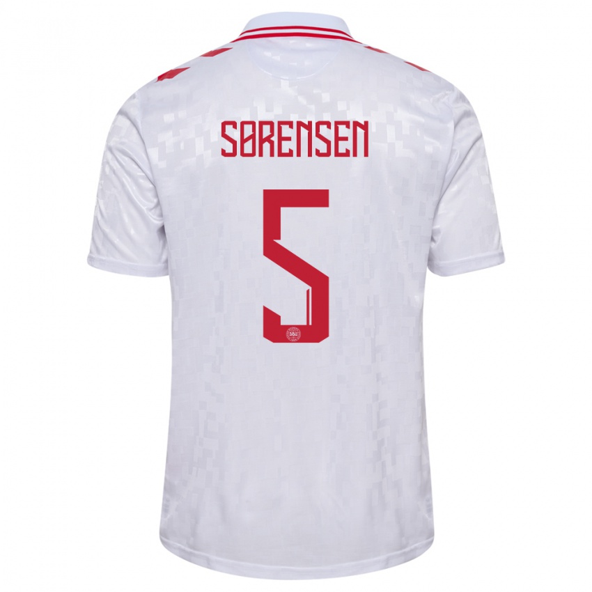 Heren Denemarken Simone Boye Sorensen #5 Wit Uitshirt Uittenue 24-26 T-Shirt