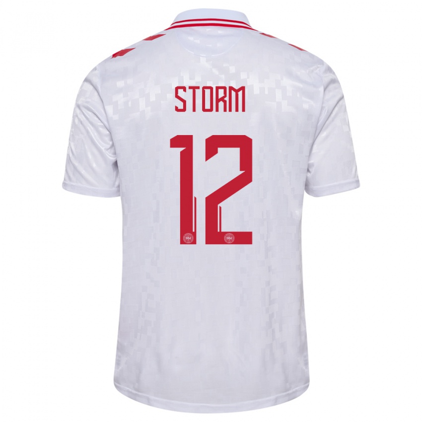 Heren Denemarken Tobias Storm #12 Wit Uitshirt Uittenue 24-26 T-Shirt