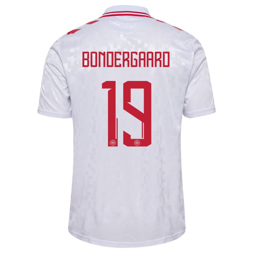 Heren Denemarken Asbjorn Bondergaard #19 Wit Uitshirt Uittenue 24-26 T-Shirt