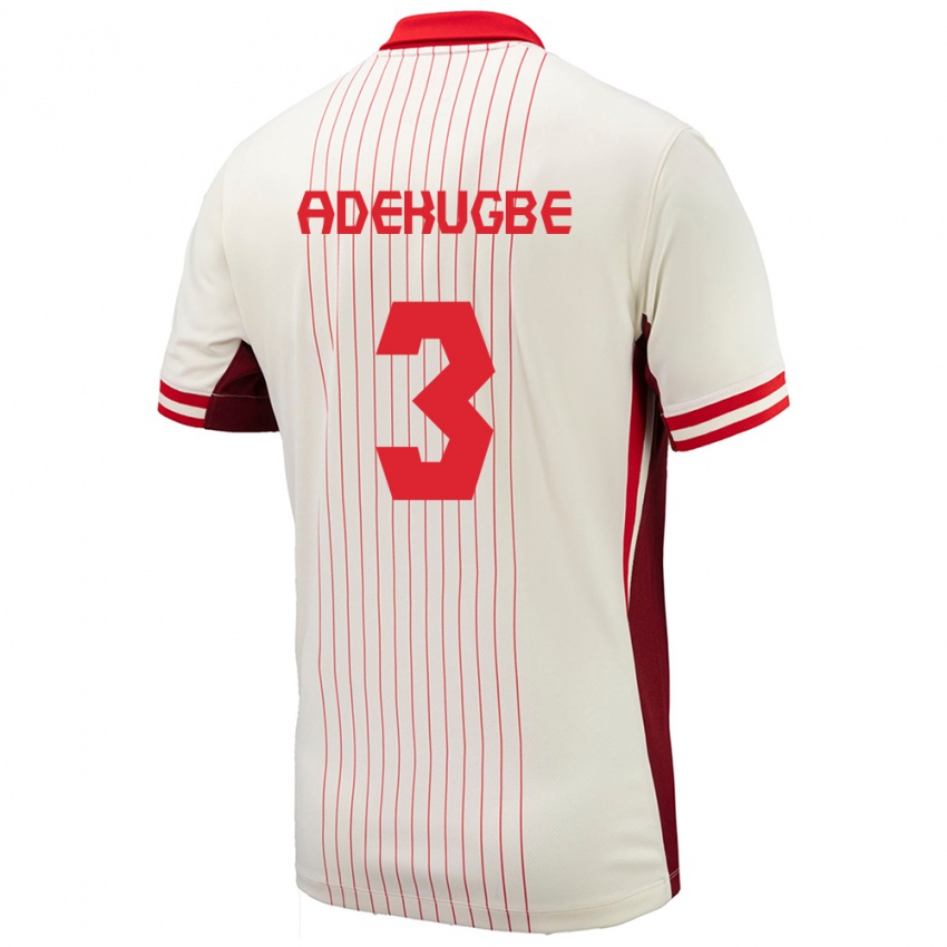 Heren Canada Samuel Adekugbe #3 Wit Uitshirt Uittenue 24-26 T-Shirt