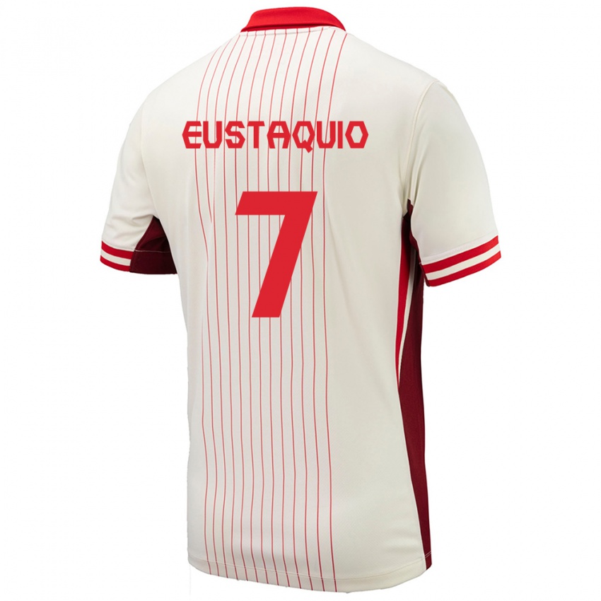 Heren Canada Stephen Eustaquio #7 Wit Uitshirt Uittenue 24-26 T-Shirt