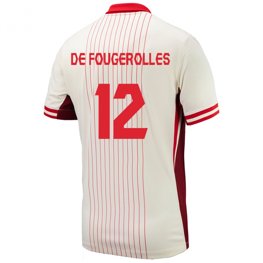 Heren Canada Luc De Fougerolles #12 Wit Uitshirt Uittenue 24-26 T-Shirt