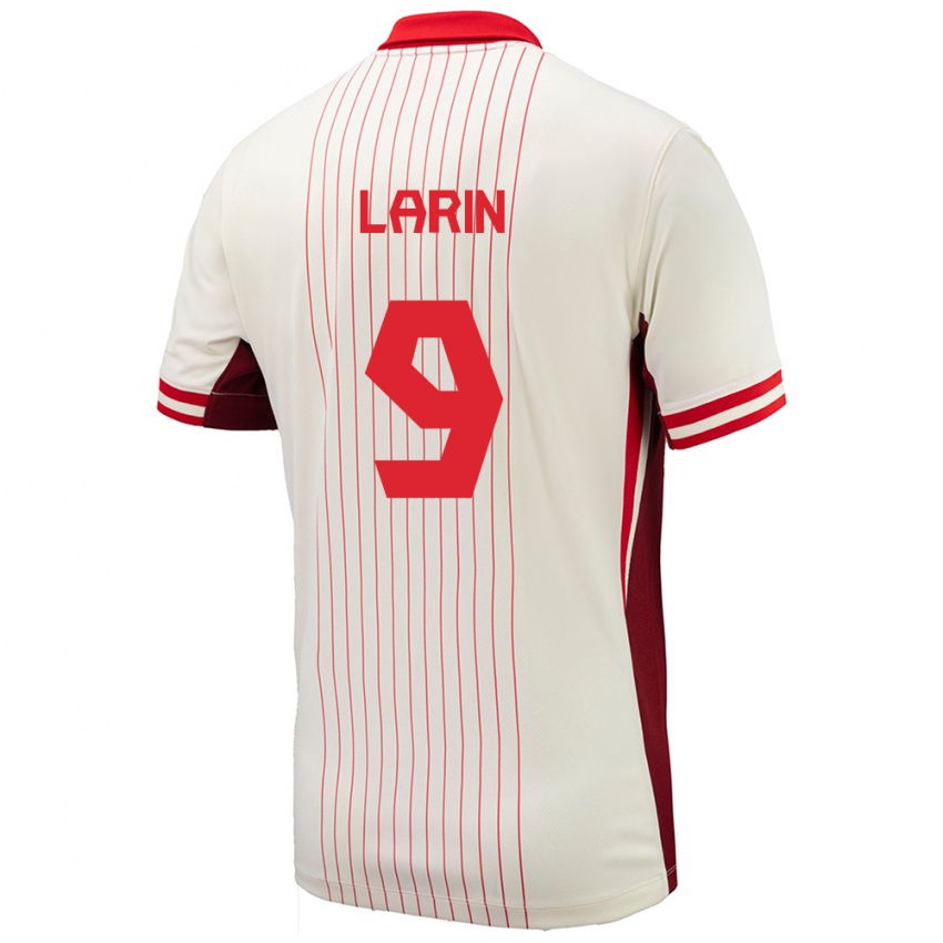 Heren Canada Cyle Larin #9 Wit Uitshirt Uittenue 24-26 T-Shirt