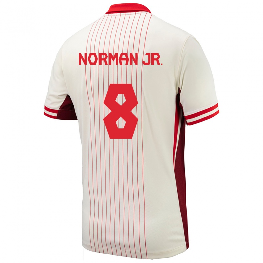 Heren Canada David Norman Jr. #8 Wit Uitshirt Uittenue 24-26 T-Shirt