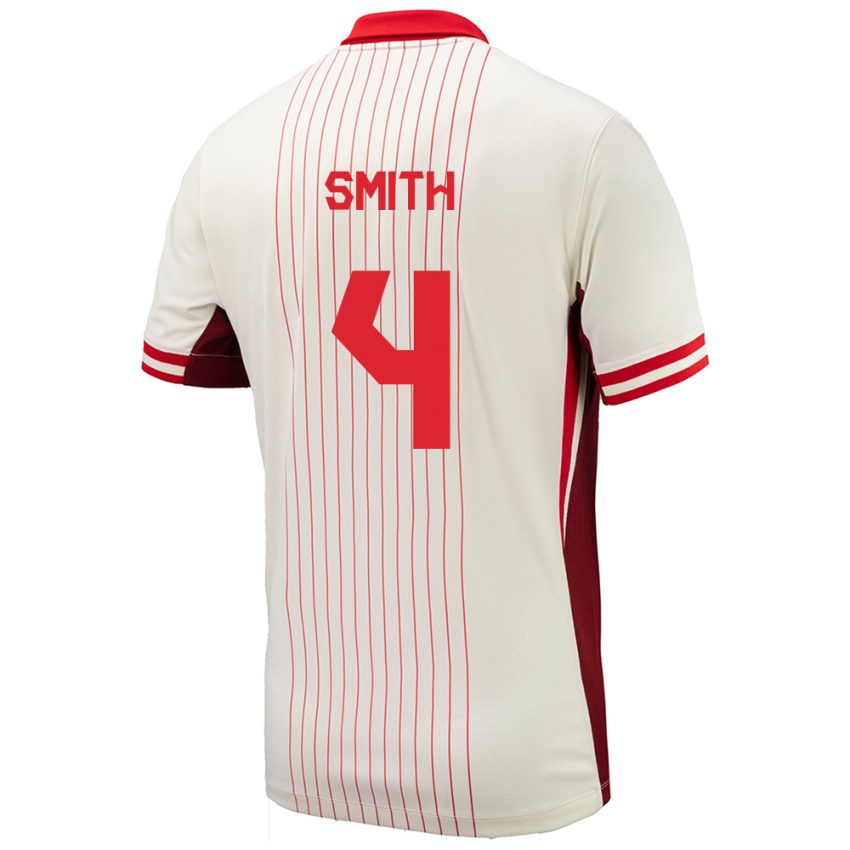 Heren Canada Justin Smith #4 Wit Uitshirt Uittenue 24-26 T-Shirt