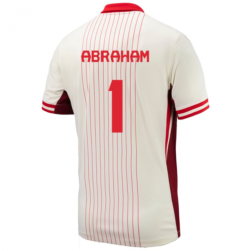 Heren Canada Nathaniel Abraham #1 Wit Uitshirt Uittenue 24-26 T-Shirt