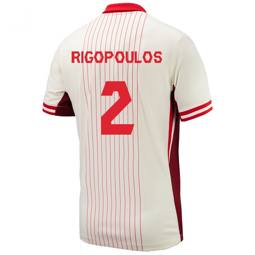 Heren Canada Theo Rigopoulos #2 Wit Uitshirt Uittenue 24-26 T-Shirt