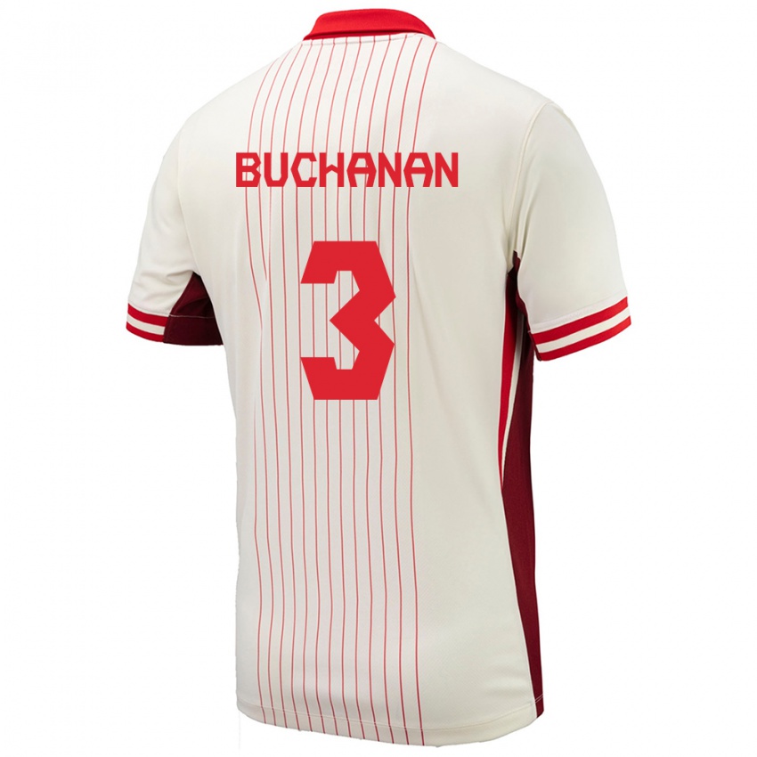 Heren Canada Kadeisha Buchanan #3 Wit Uitshirt Uittenue 24-26 T-Shirt