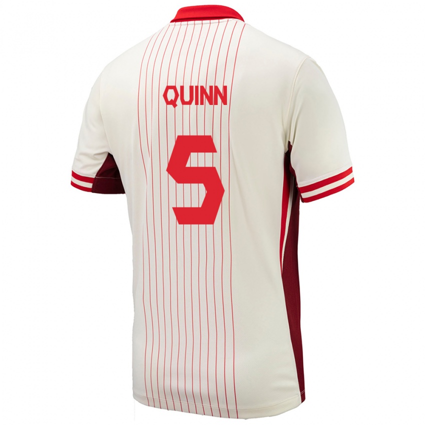 Heren Canada Quinn #5 Wit Uitshirt Uittenue 24-26 T-Shirt