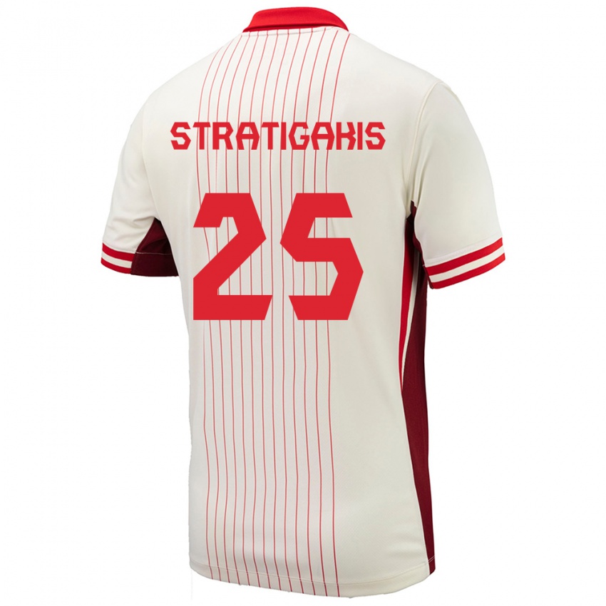 Heren Canada Sarah Stratigakis #25 Wit Uitshirt Uittenue 24-26 T-Shirt