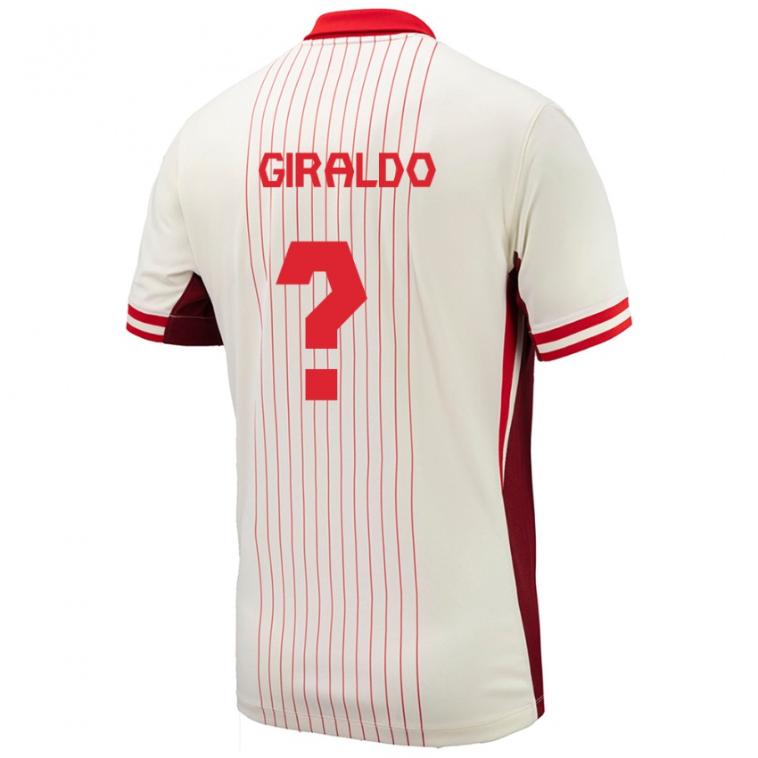 Heren Canada Tomas Giraldo #0 Wit Uitshirt Uittenue 24-26 T-Shirt