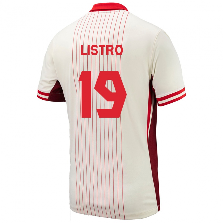 Heren Canada Jordyn Listro #19 Wit Uitshirt Uittenue 24-26 T-Shirt