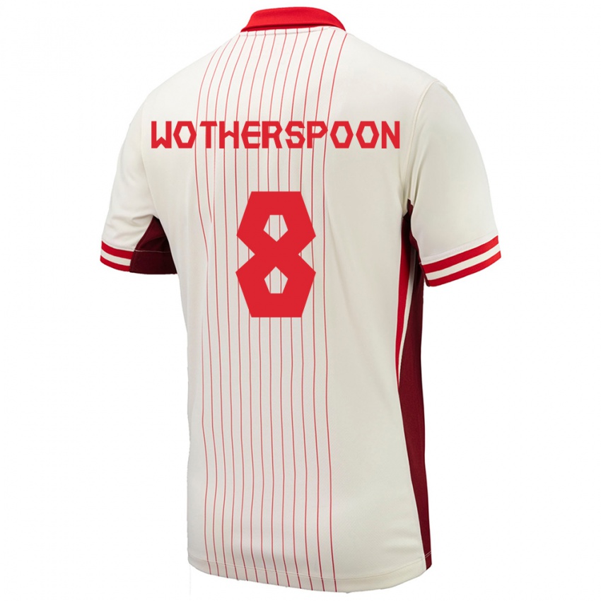 Heren Canada David Wotherspoon #8 Wit Uitshirt Uittenue 24-26 T-Shirt