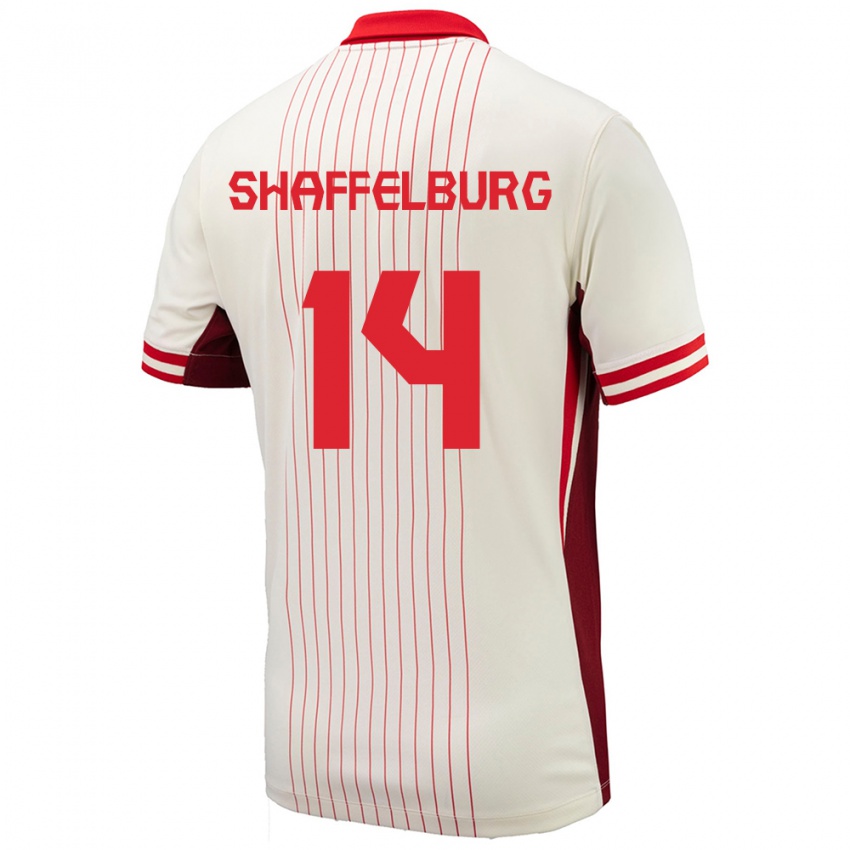 Heren Canada Jacob Shaffelburg #14 Wit Uitshirt Uittenue 24-26 T-Shirt