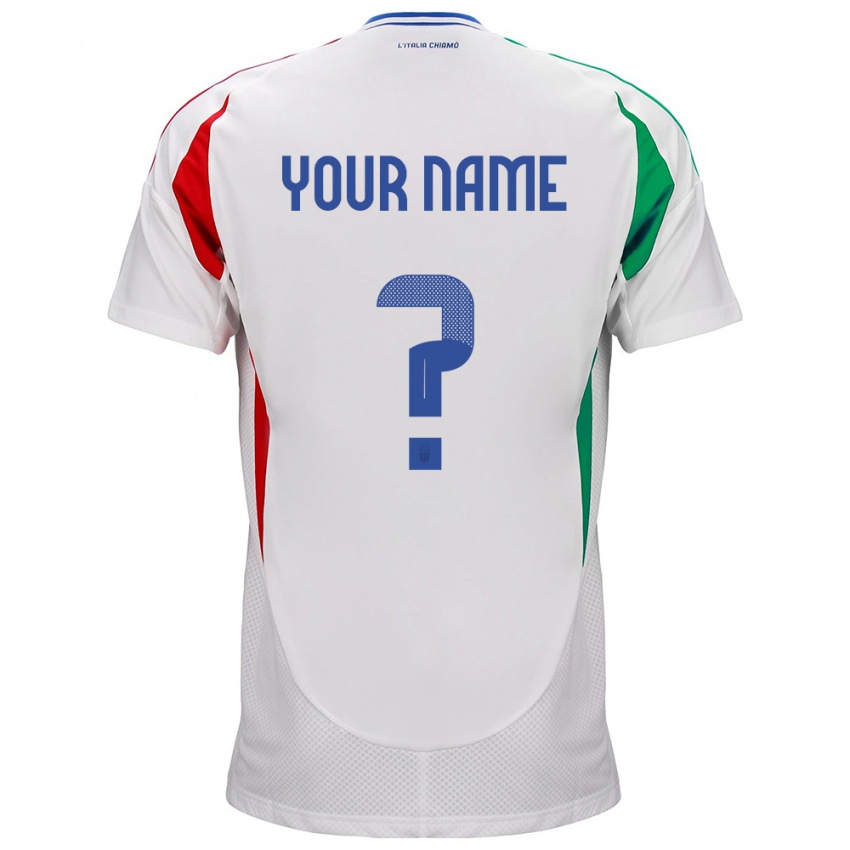 Heren Italië Uw Naam #0 Wit Uitshirt Uittenue 24-26 T-Shirt