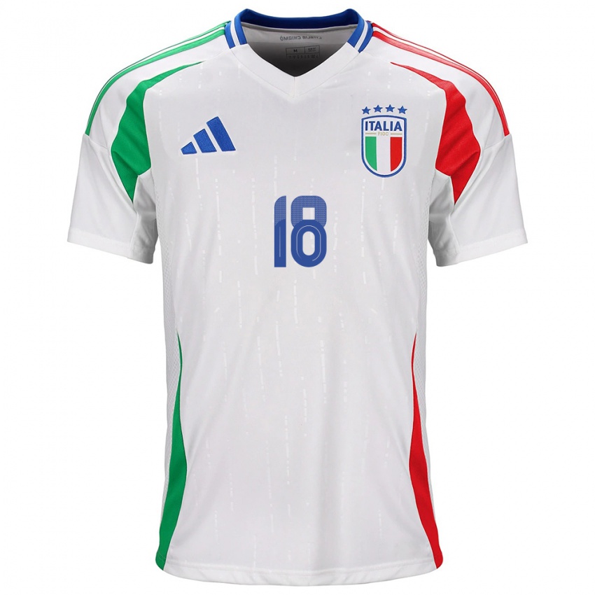 Heren Italië Nicolò Barella #18 Wit Uitshirt Uittenue 24-26 T-Shirt