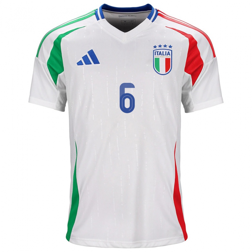 Heren Italië Diego Ripani #6 Wit Uitshirt Uittenue 24-26 T-Shirt