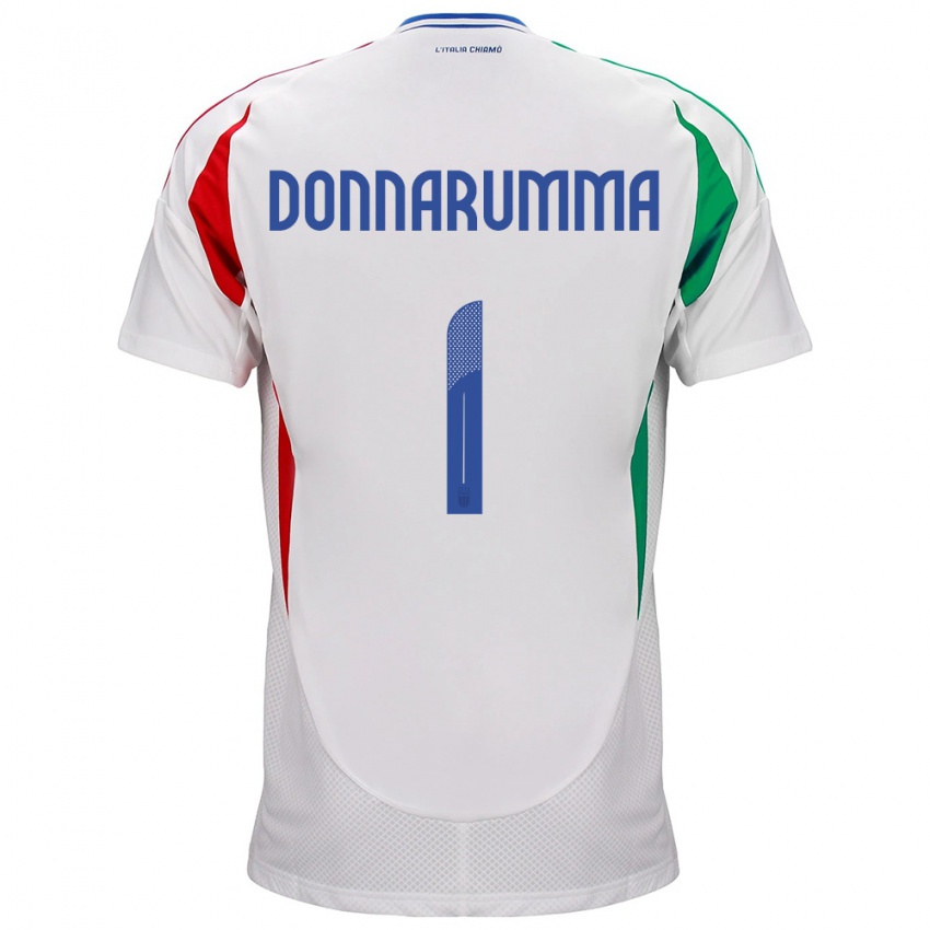 Heren Italië Gianluigi Donnarumma #1 Wit Uitshirt Uittenue 24-26 T-Shirt