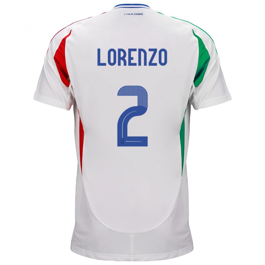 Heren Italië Giovanni Di Lorenzo #2 Wit Uitshirt Uittenue 24-26 T-Shirt