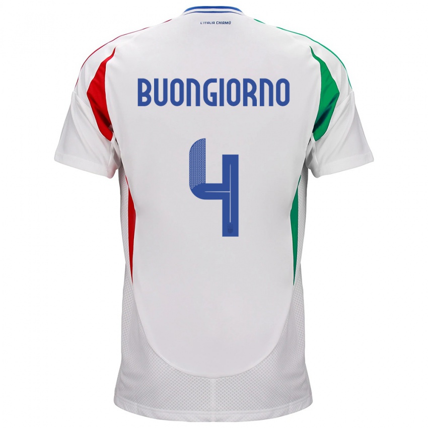 Heren Italië Alessandro Buongiorno #4 Wit Uitshirt Uittenue 24-26 T-Shirt