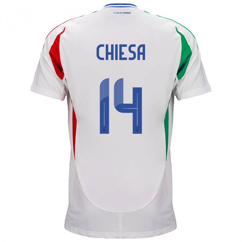 Heren Italië Federico Chiesa #14 Wit Uitshirt Uittenue 24-26 T-Shirt